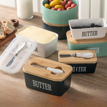 Butter dish with butter knife
visable butter box
