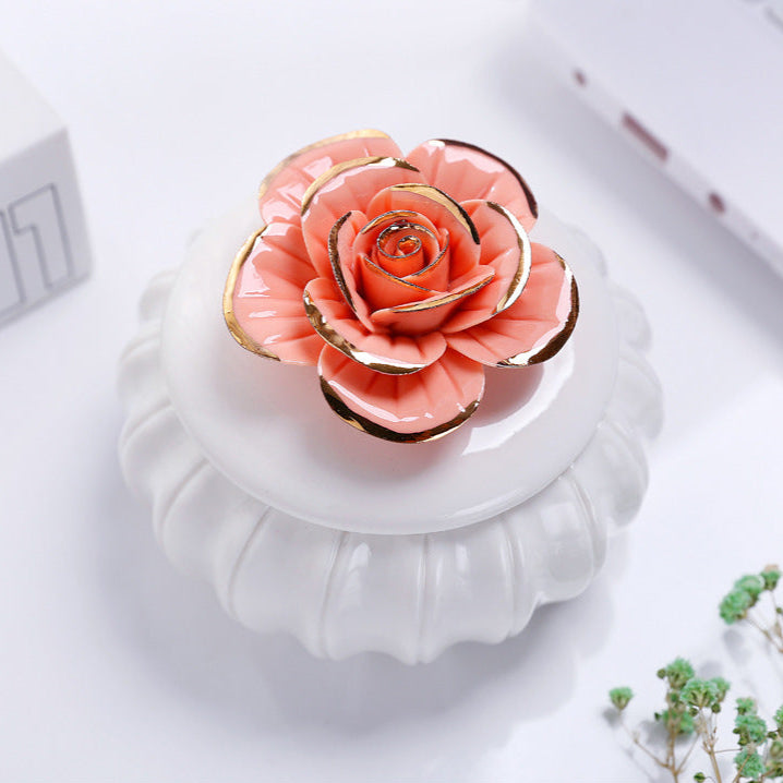 Ceramics Storage Jar, Hand-Painted Gold, Home Jewelry Box, Storage Box, Candlestick, Ornaments
