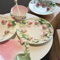 Popular Strawberry Series Embossed Ceramic Tableware, Rice Bowl, Soup Plate, Dumpling Plate, Salad Bowl, Dim Sum Plate