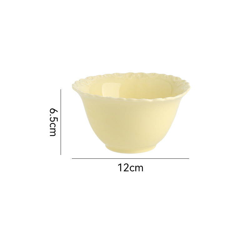 French Style Cream Dinnerware Ceramic Western Dinner Plate Lace Vintage Dessert Plate Cream Cake Plate