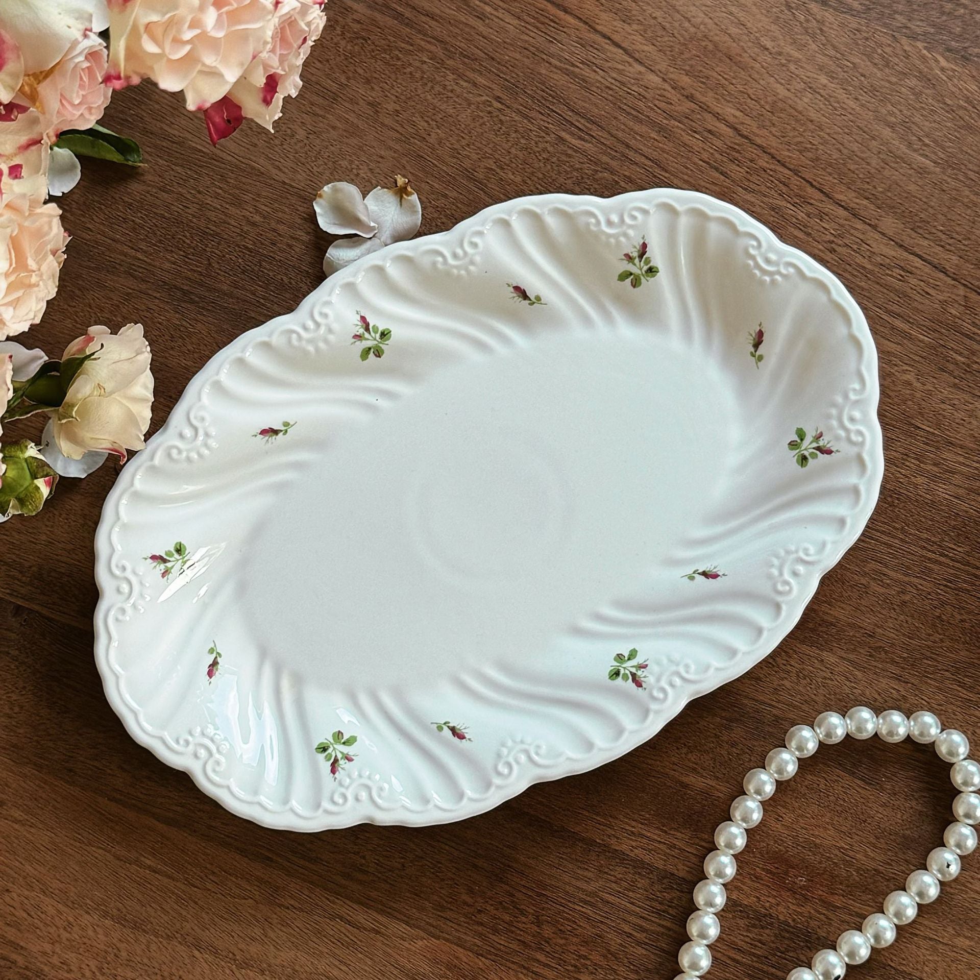 French Vintage Rose Branch Embossed Ceramic Dinner Plate Ceramic Bowl Ceramic Saucer