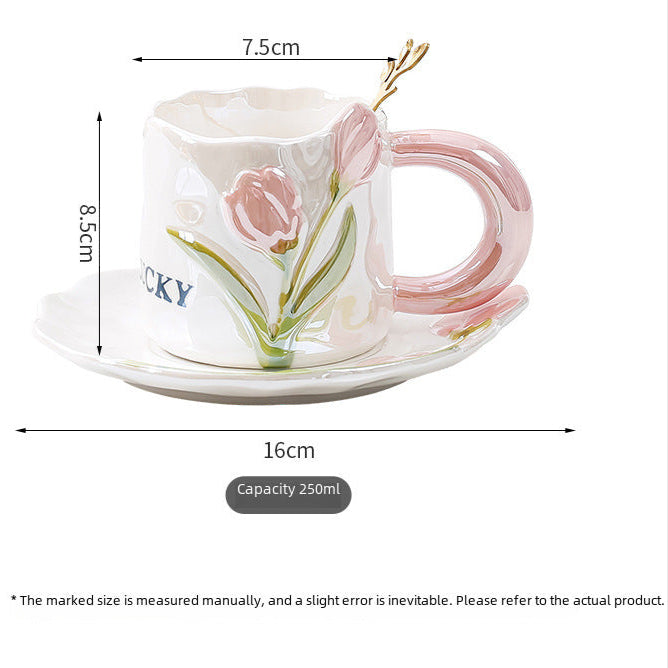 Ceramic Mug with Flower Pearl Glaze