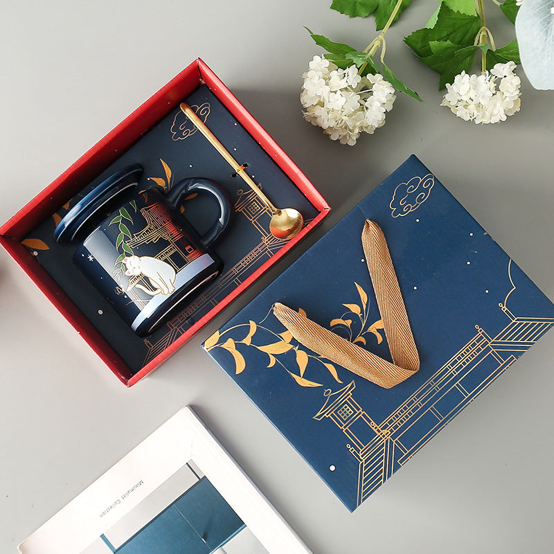 Temperature Sensitive Color-Changing Ceramic Mug Gift Box, Mug With Lid And Spoon