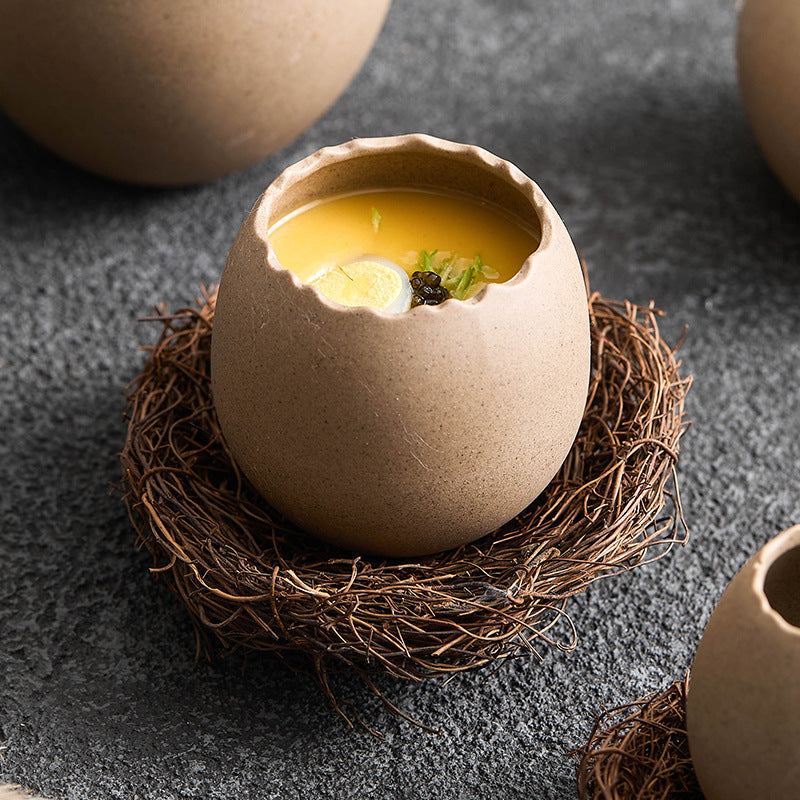 Eggshell Shape Steamed Egg Bowl, Dessert Bowl, Ceramic bowl, Yogurt bowl