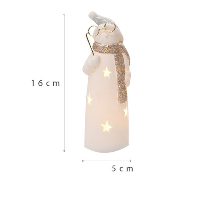Cross Border Christmas Decoration Home Table Ornaments Ceramic Christmas Snowman Elk Glow Lamp Ornaments