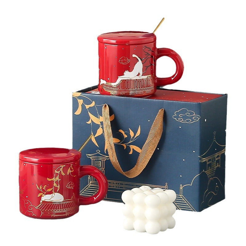 Temperature Sensitive Color-Changing Ceramic Mug Gift Box, Mug With Lid And Spoon