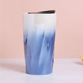 Double-Wall Ceramic Mug with Lid, Small Fresh Gradient Color Pearl Glaze Portable Mug, Coffee Mug