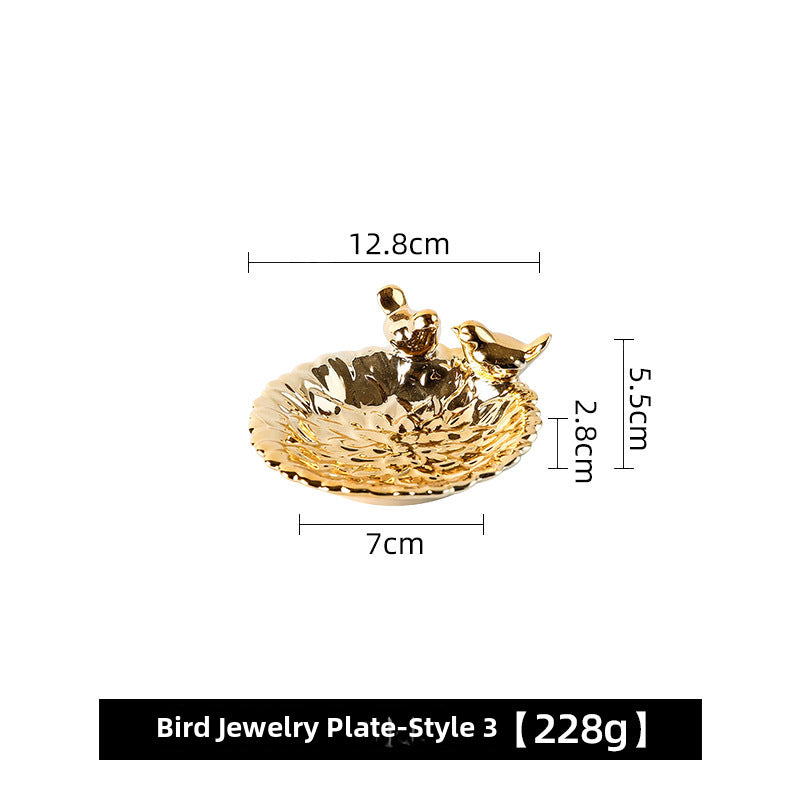 Birds dessert plates, ceramic jewelry storage plates, soap dishes