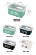 Butter dish with butter knife
visable butter box