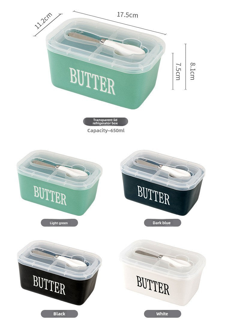 Butter dish with butter knife
visable butter box