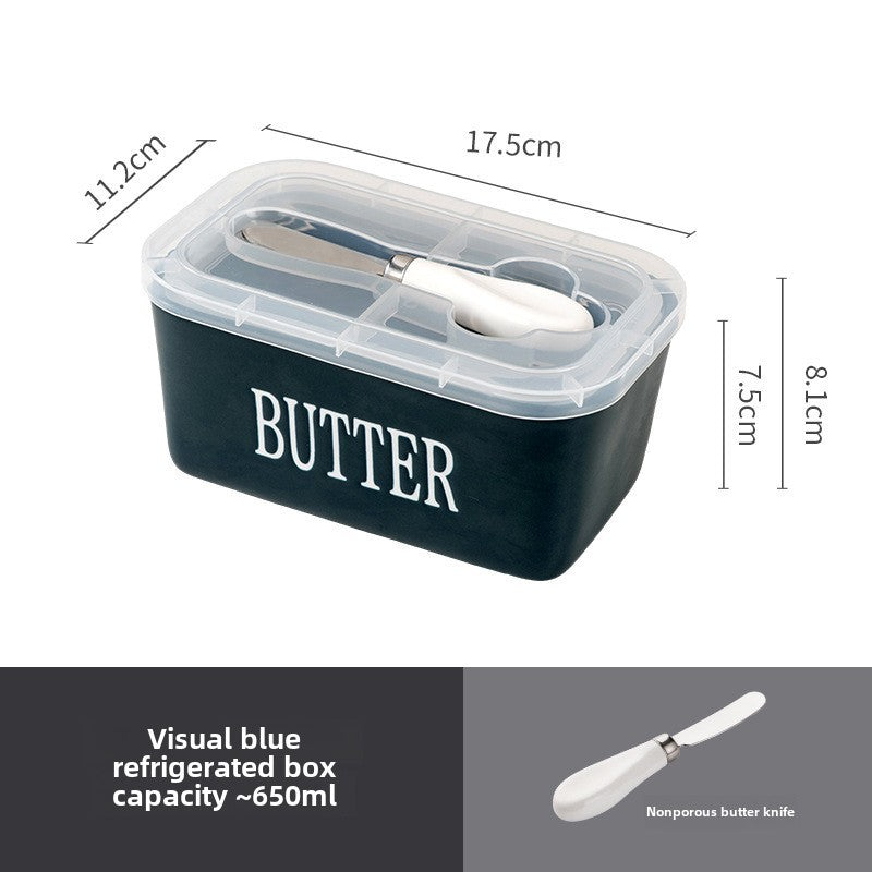 Butter dish with butter knife
visable butter box