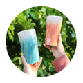 Double-Wall Ceramic Mug with Lid, Small Fresh Gradient Color Pearl Glaze Portable Mug, Coffee Mug