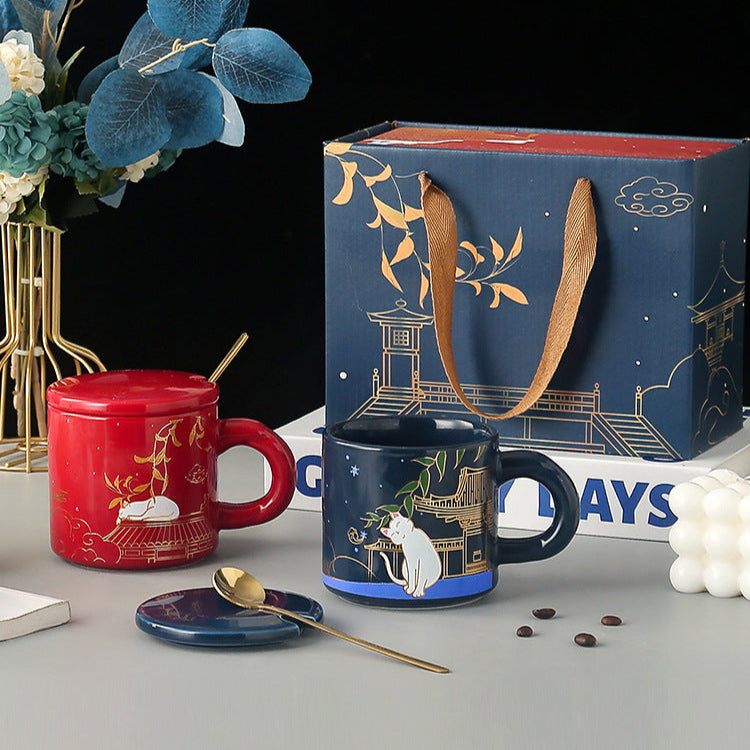 Temperature Sensitive Color-Changing Ceramic Mug Gift Box, Mug With Lid And Spoon