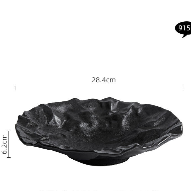 Pleated Deep Dish Plate Bowl Premium Japanese Style Tableware Western Food Salad Ceramic High-End Plate
