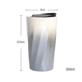 Double-Wall Ceramic Mug with Lid, Small Fresh Gradient Color Pearl Glaze Portable Mug, Coffee Mug
