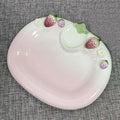 Popular Strawberry Series Embossed Ceramic Tableware, Rice Bowl, Soup Plate, Dumpling Plate, Salad Bowl, Dim Sum Plate