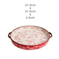 Japanese Style Baking Tray Ceramic Pizza Tray Microwave Oven High Temperature Resistant Baking Tray Tableware