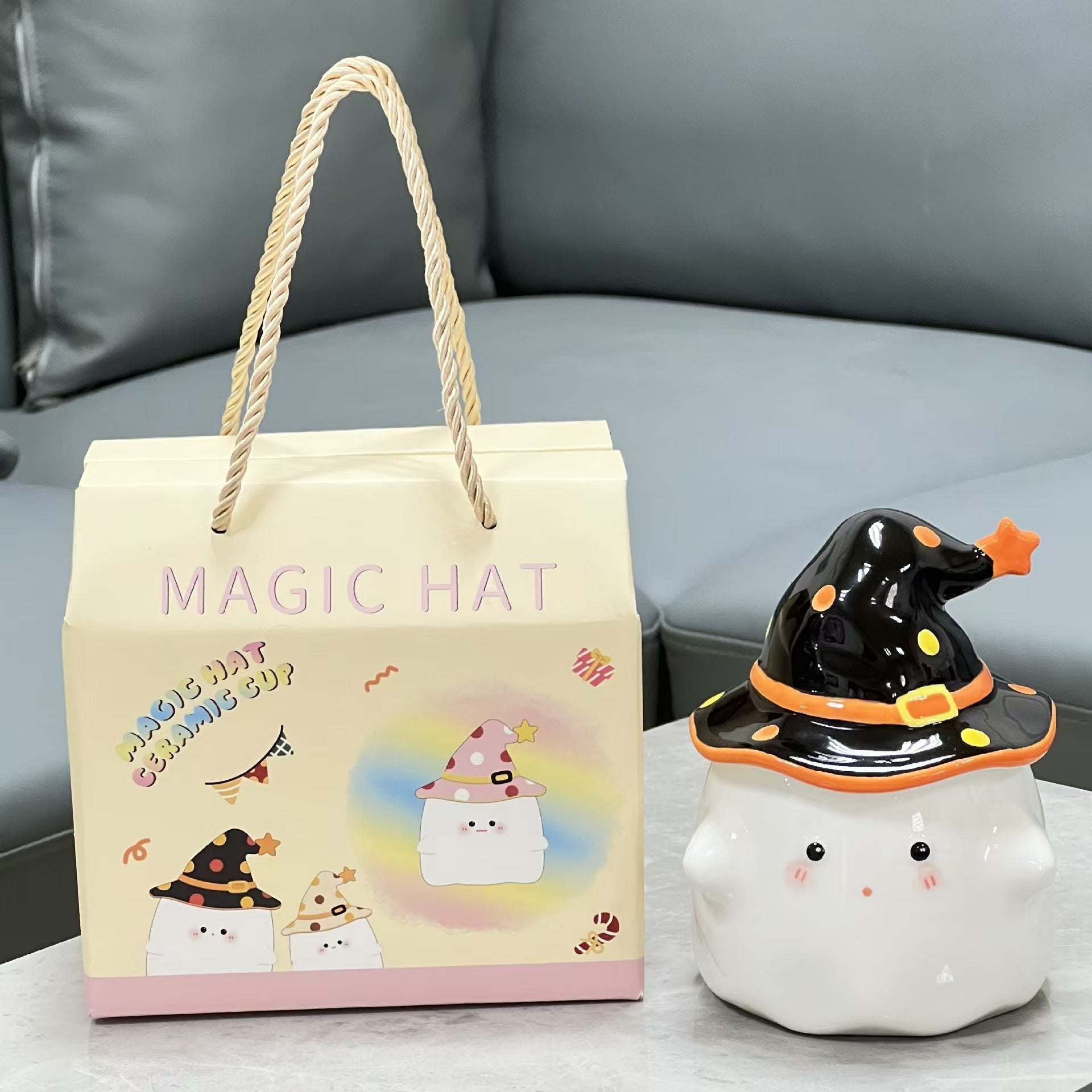 High Value Mug Cute Water Cup With Lid Halloween Gift Cartoon Ghost Ceramic Mug
