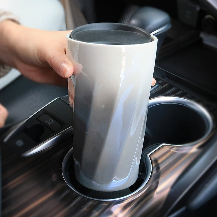 Double-Wall Ceramic Mug with Lid, Small Fresh Gradient Color Pearl Glaze Portable Mug, Coffee Mug