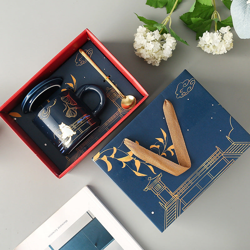 Temperature Sensitive Color-Changing Ceramic Mug Gift Box, Mug With Lid And Spoon