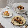 French Style Cream Dinnerware Ceramic Western Dinner Plate Lace Vintage Dessert Plate Cream Cake Plate