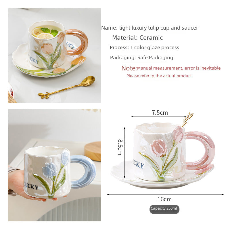 Ceramic Mug with Flower Pearl Glaze