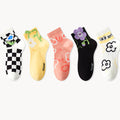 Women's Socks Tide Socks Cute Cartoon Flowers Tulip Women's Cotton Ankle Socks