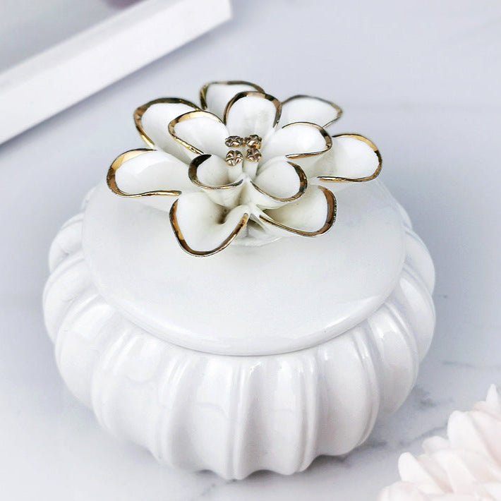 Ceramics Storage Jar, Hand-Painted Gold, Home Jewelry Box, Storage Box, Candlestick, Ornaments