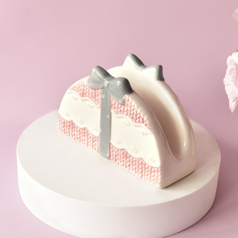 Ceramic Napkin Holder Knitted Embossed Pattern