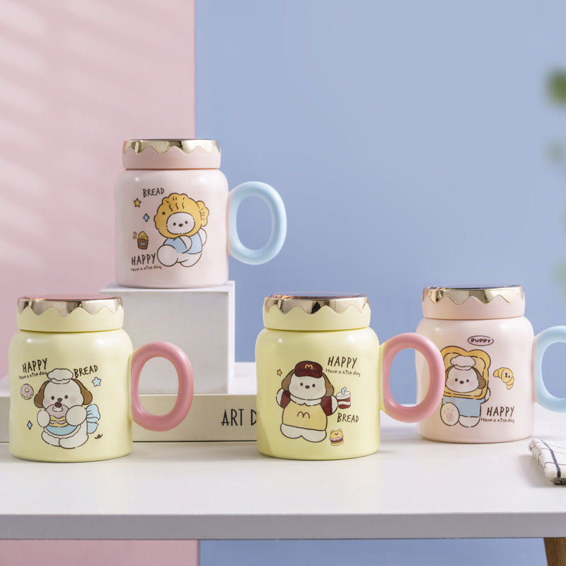 Creative Cartoon Bear Ceramic Mug Office Mug With Lid
