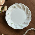 French Vintage Rose Branch Embossed Ceramic Dinner Plate Ceramic Bowl Ceramic Saucer