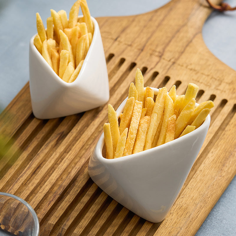 Porcelain Folded Edge French Fries Chips Cup