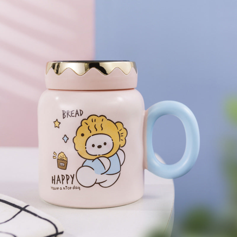 Creative Cartoon Bear Ceramic Mug Office Mug With Lid