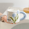 Ceramic Mug with Flower Pearl Glaze