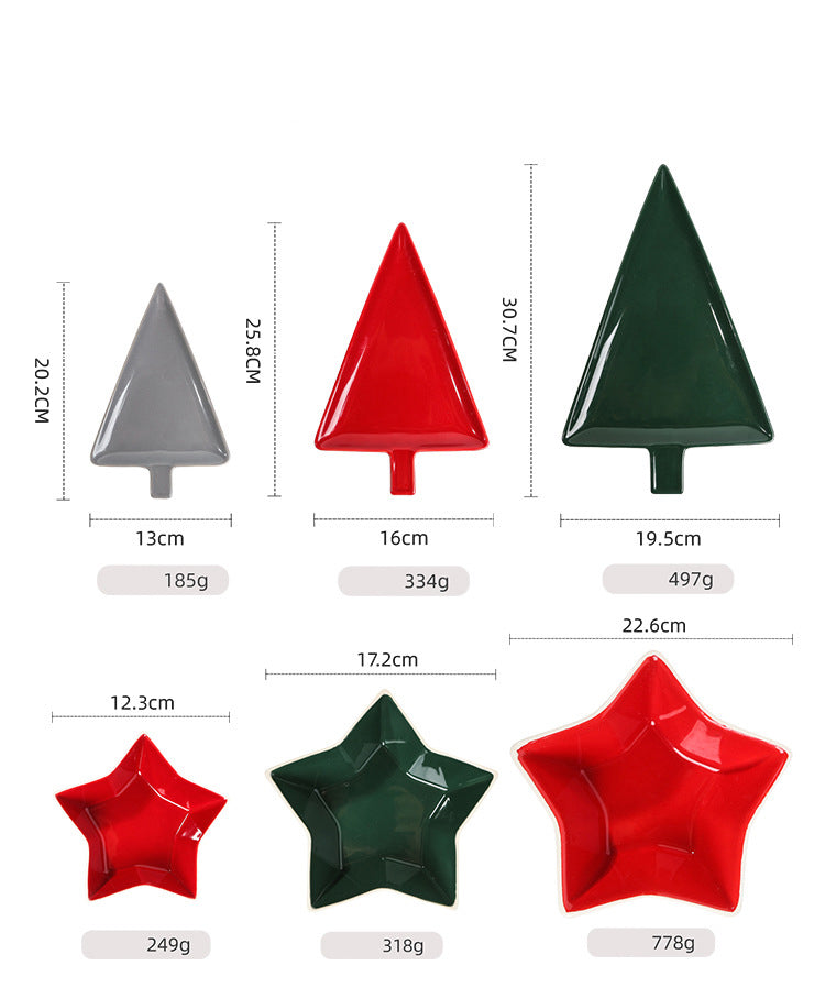 Ceramic Christmas Tree Plate, Dinner Plate, Snack Plate Breakfast Plate Dessert Plate 