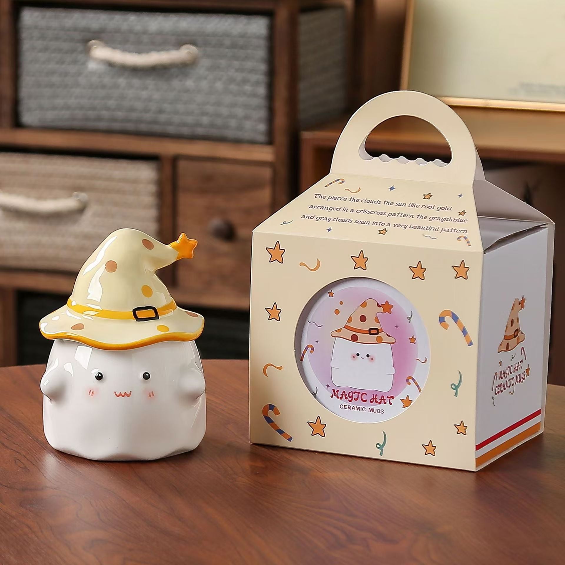 High Value Mug Cute Water Cup With Lid Halloween Gift Cartoon Ghost Ceramic Mug