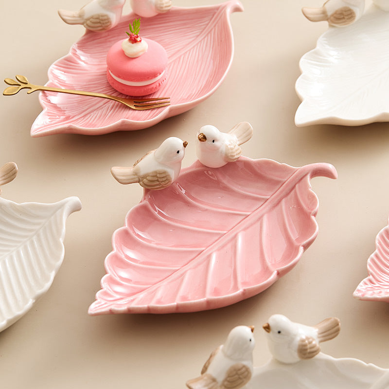 Birds dessert plates, ceramic jewelry storage plates, soap dishes