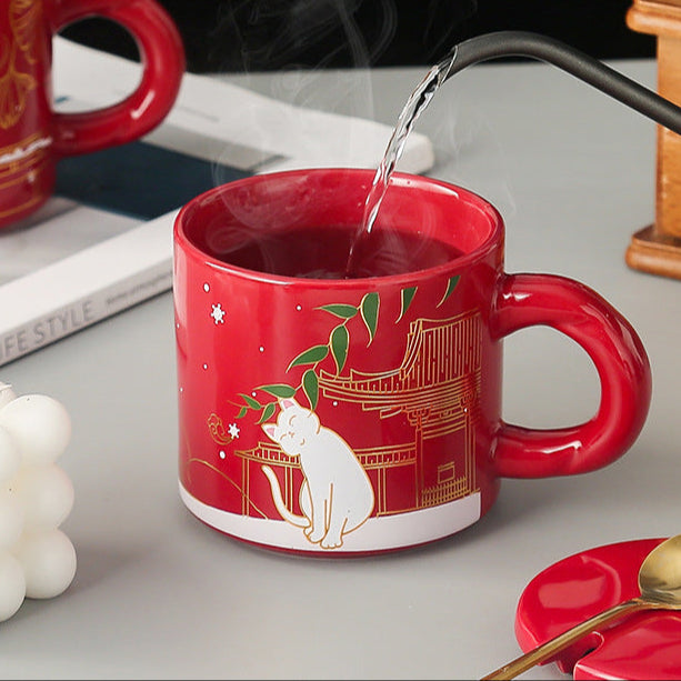 Temperature Sensitive Color-Changing Ceramic Mug Gift Box, Mug With Lid And Spoon