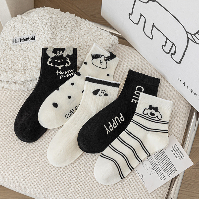 Women's Socks Tide Socks Cute Cartoon Flowers Tulip Women's Cotton Ankle Socks