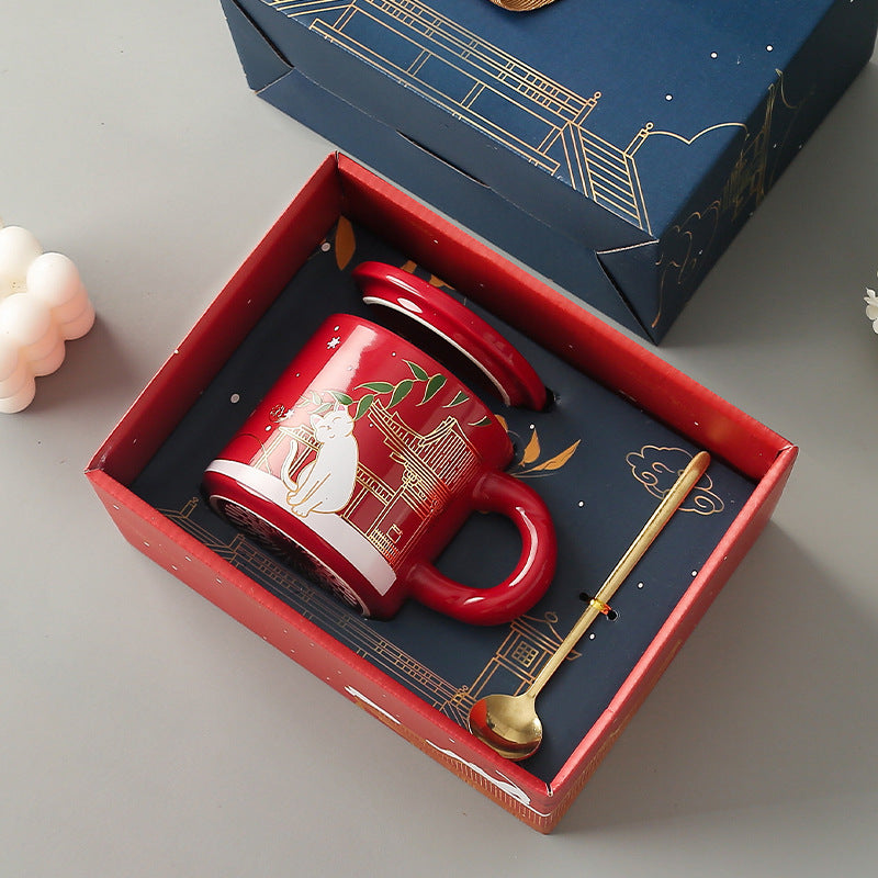 Temperature Sensitive Color-Changing Ceramic Mug Gift Box, Mug With Lid And Spoon