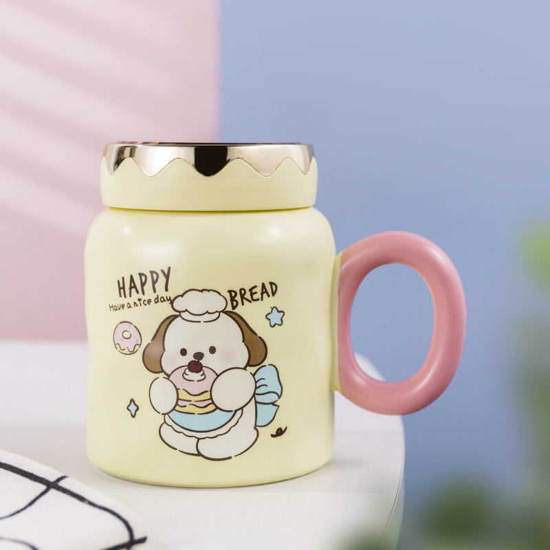 Creative Cartoon Bear Ceramic Mug Office Mug With Lid