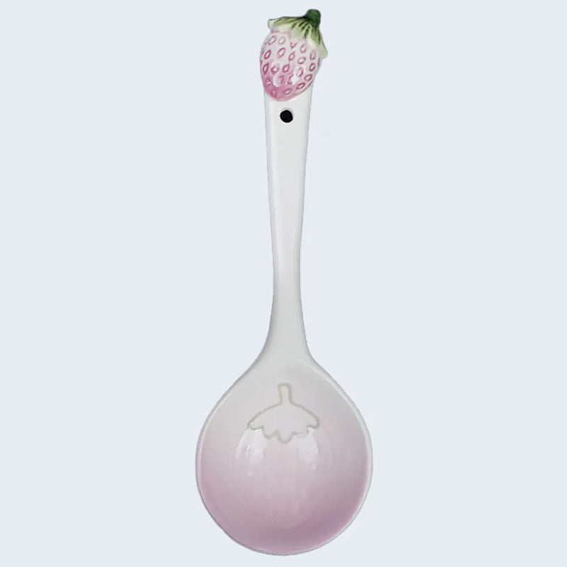 Popular Strawberry Series Embossed Ceramic Tableware, Rice Bowl, Soup Plate, Dumpling Plate, Salad Bowl, Dim Sum Plate