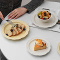 French Style Cream Dinnerware Ceramic Western Dinner Plate Lace Vintage Dessert Plate Cream Cake Plate