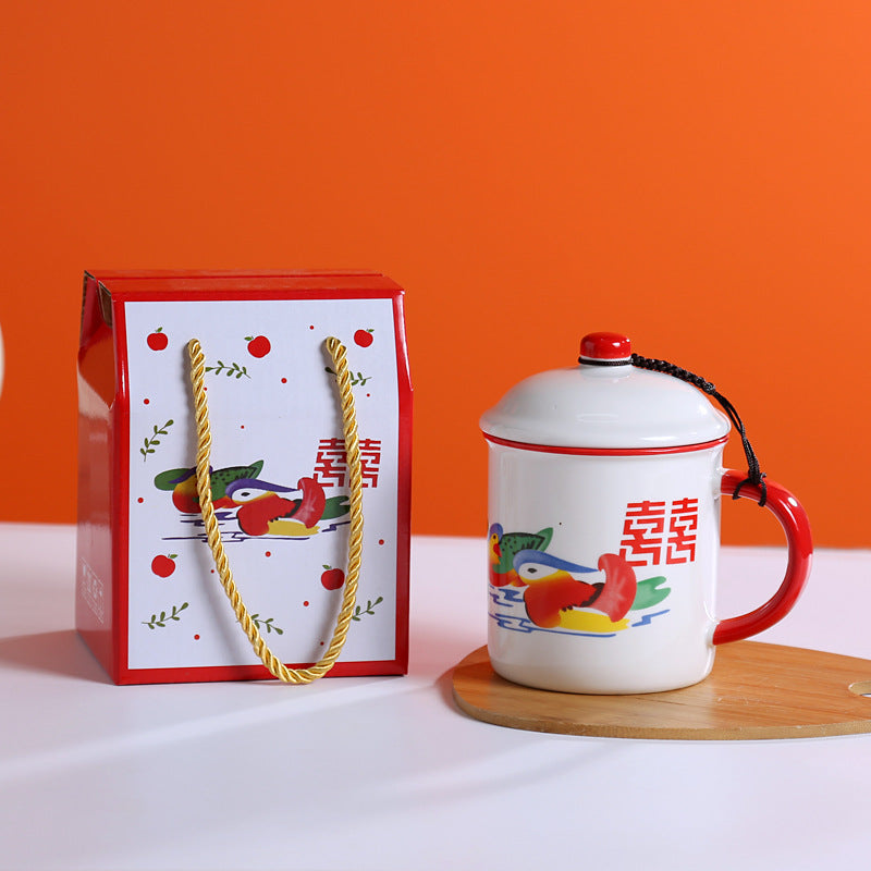 60s-70s Traditional Chinese Design Creative Funny Ceramic mug water cup vintage teapot spoof gift