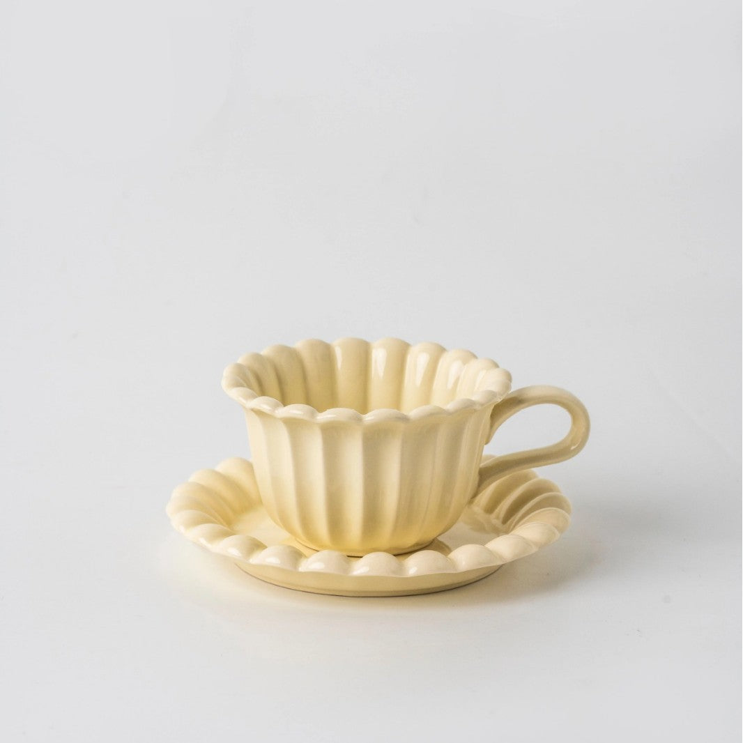 Palace Embossed Style Afternoon Tea Ceramic Coffee Cups