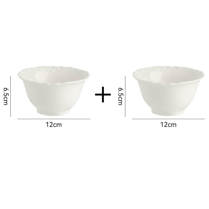 French Style Cream Dinnerware Ceramic Western Dinner Plate Lace Vintage Dessert Plate Cream Cake Plate