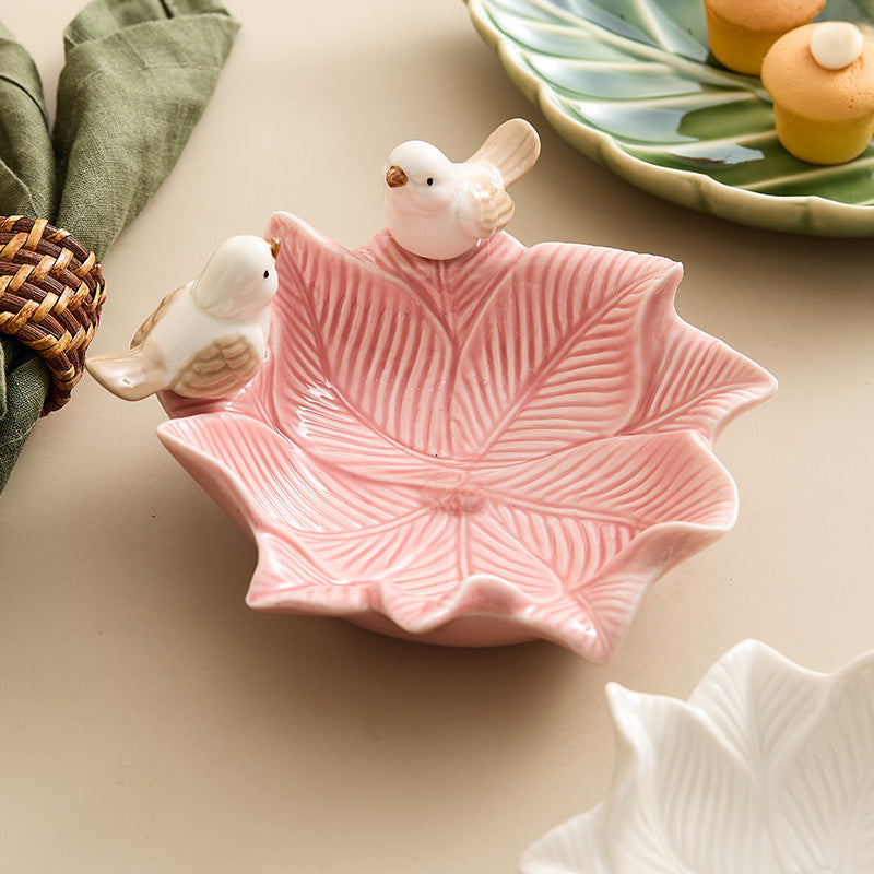 Birds dessert plates, ceramic jewelry storage plates, soap dishes