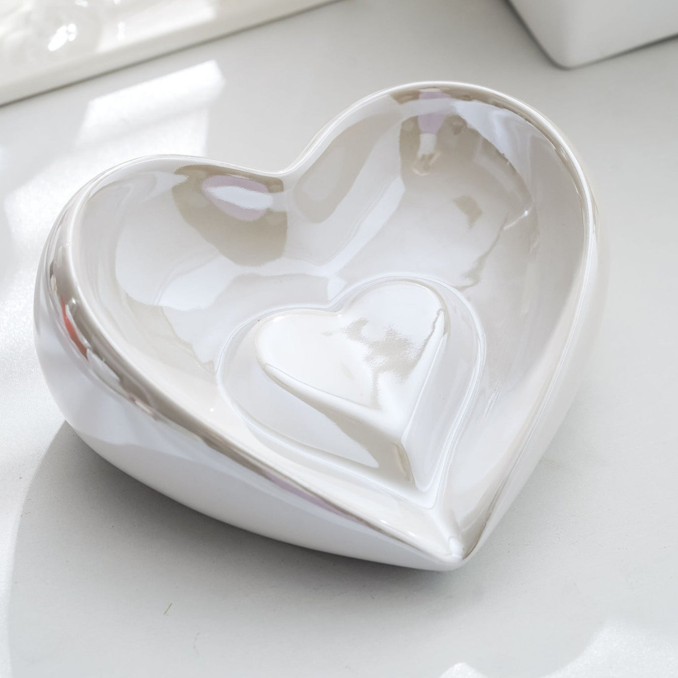 Home Drainage, Pearl Glaze Heart-Shaped Soap Box, Soap Box, Soap Box, Jewelry Plate