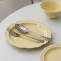 French Style Cream Dinnerware Ceramic Western Dinner Plate Lace Vintage Dessert Plate Cream Cake Plate