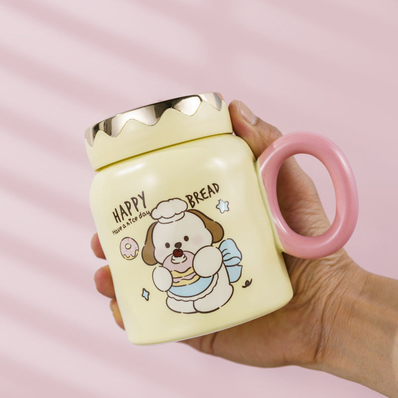 Creative Cartoon Bear Ceramic Mug Office Mug With Lid